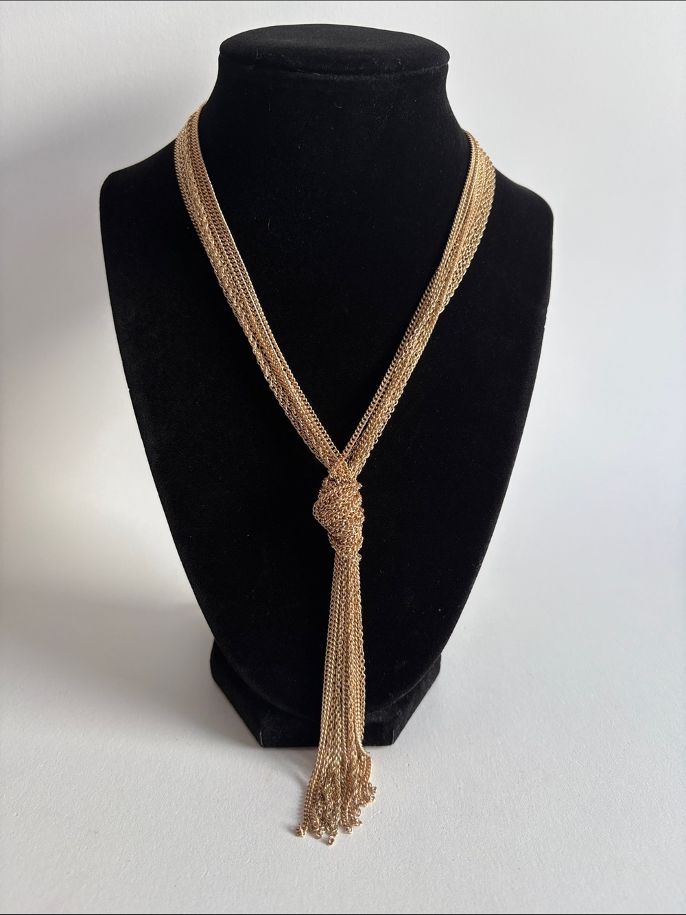 Gold Tassel Knot Lariat Necklace 23 Inch Women Jewelry